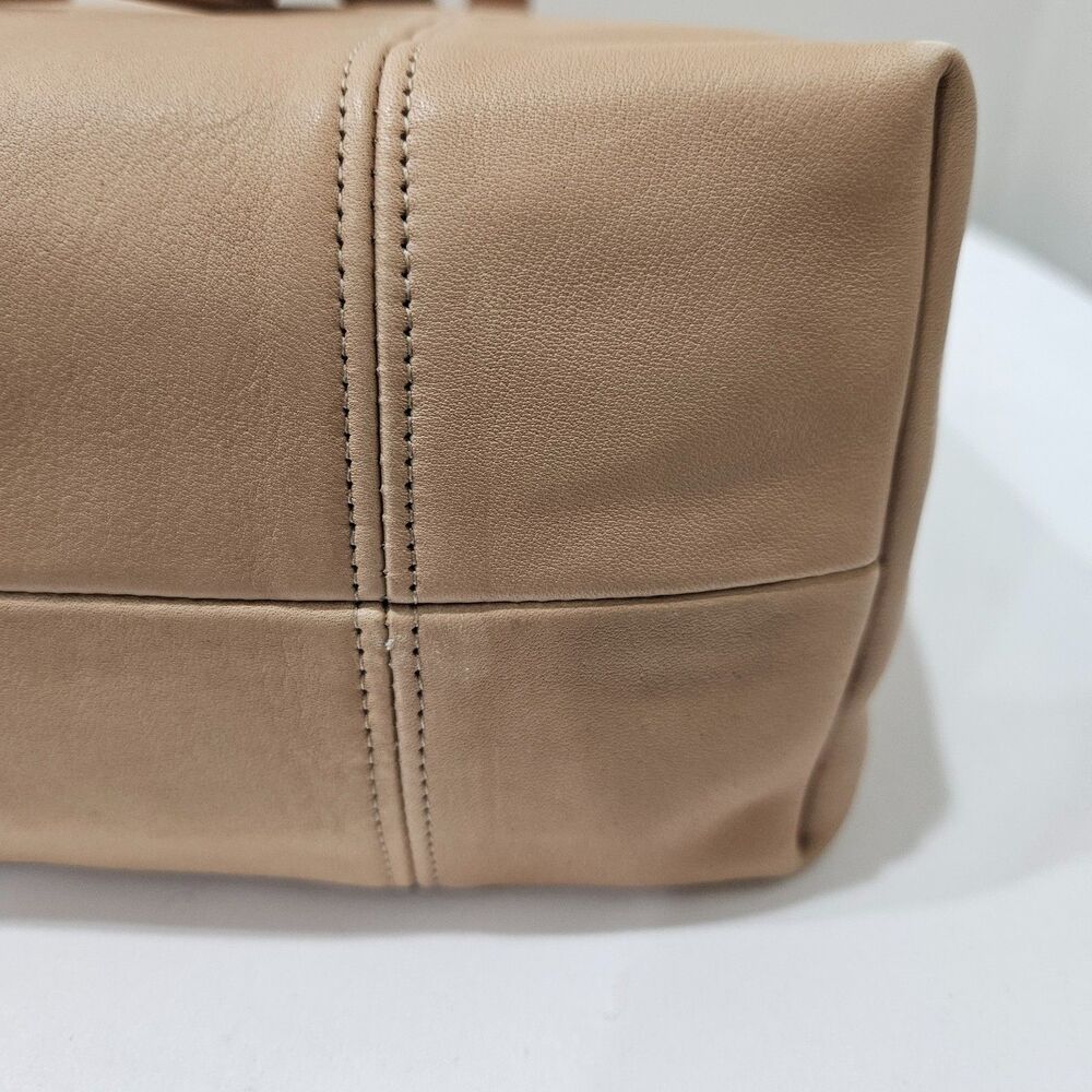 Vintage Coach 1980s Leather Shoppers Tote Bag Beige Tan Shoulder Straps Casual - Picture 9 of 15
